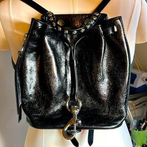 Rebecca Minkoff Silver Studded Black Leather Backpack